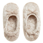 Girls Gold Crushed Velvet Ballerina Slippers 