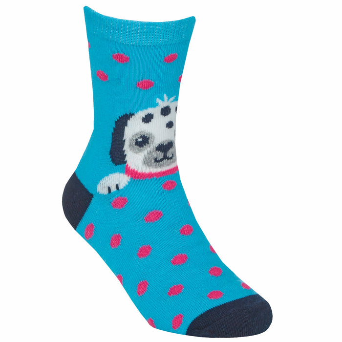 Girls Cute Novelty Dogs Printed Socks 3 Pairs Pink