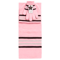 Girls Pink Hat Scarf and Gloves Set