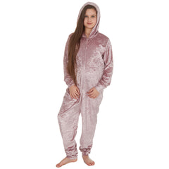 MINI ME Womens and Girls Pink Crushed Velvet Matching Onesie