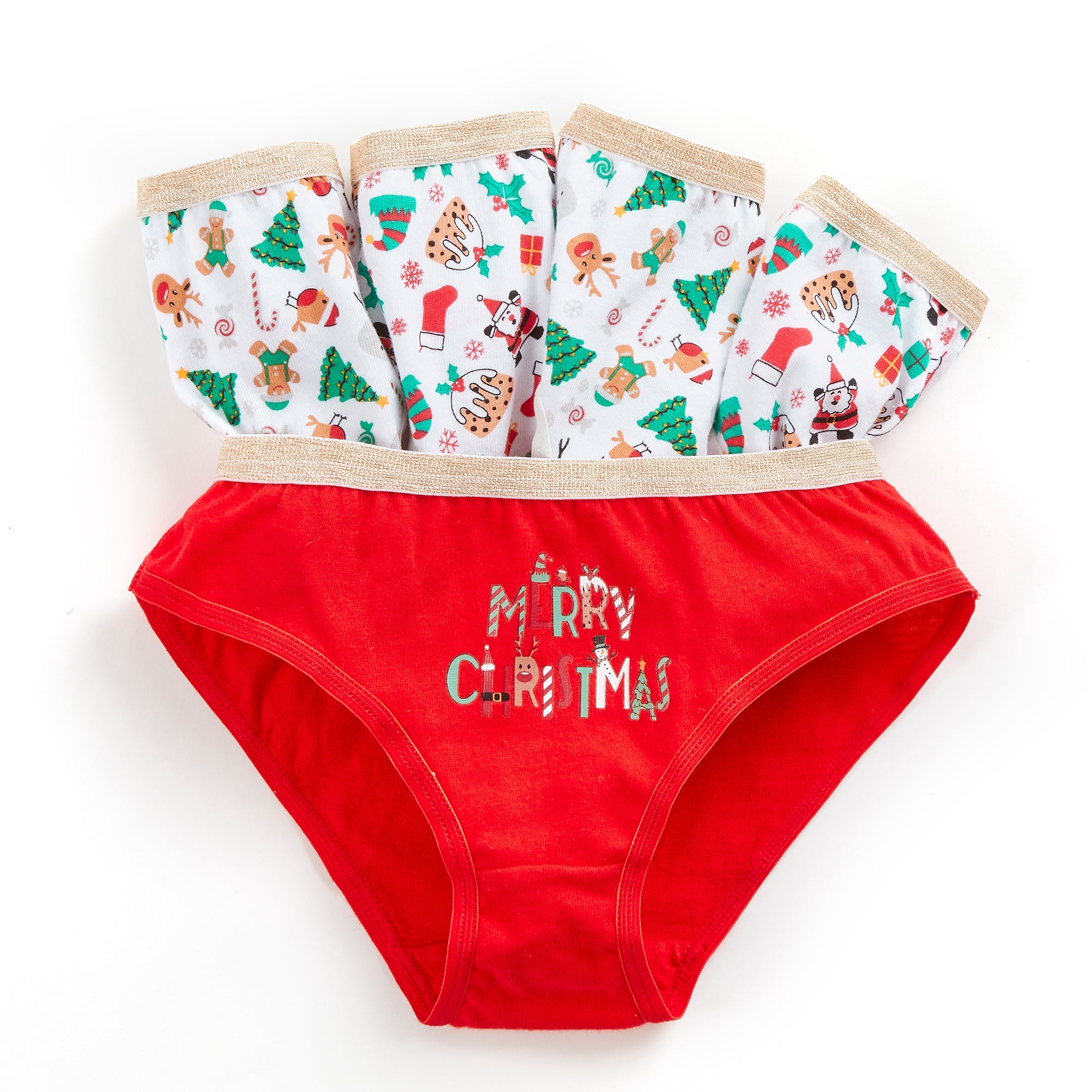 Girls 5-Pack Christmas Cotton Briefs