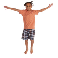 Boys T-Shirt and Woven Shorts Check Pyjama Set Orange