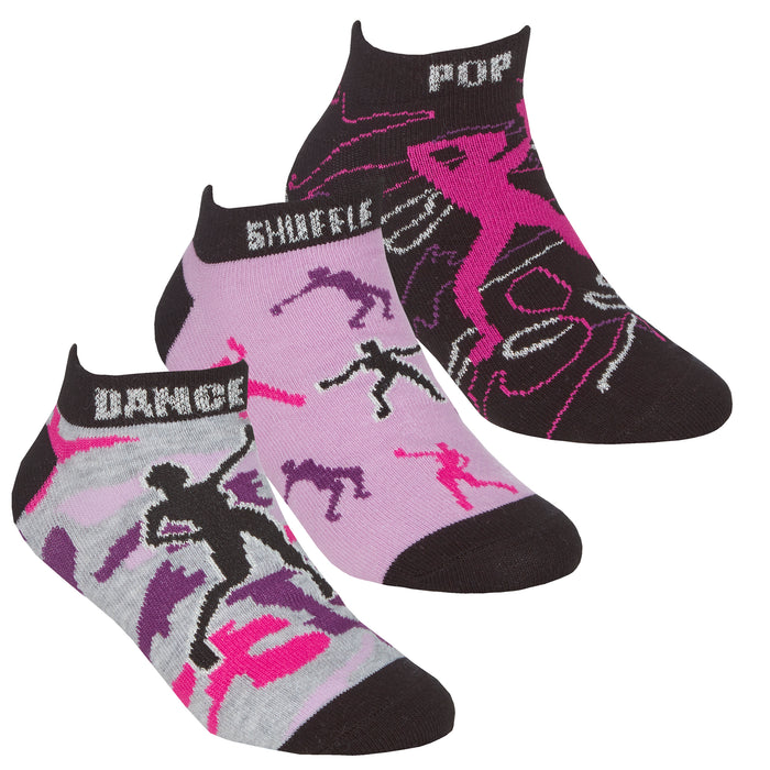 Girls Game Dance Trainer Liner Low Cut Ankle Socks 3 Pairs