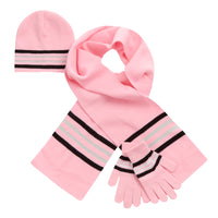 Girls Pink Hat Scarf and Gloves Set