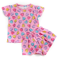 Love Hearts Pink Girls Pyjama Set