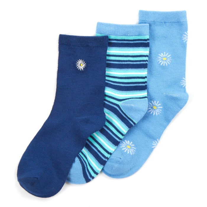 Girls Floral Embroidered Bamboo Ankle Socks 3 Pairs