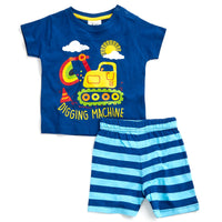 'Digging Machine' Blue Baby Boys Pyjama Set