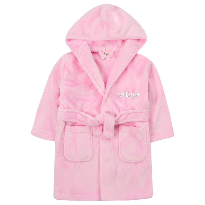 Girls Personalised Hooded Light Pink Robe