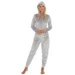 MINI ME Womens and Girls Silver Crushed Velvet Matching Onesies