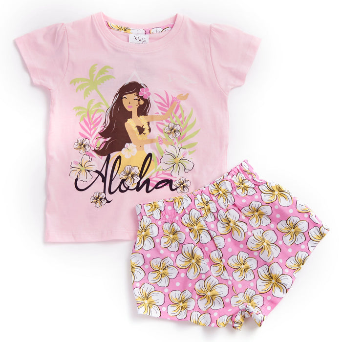 Aloha Floral Print Girls Pyjama Set