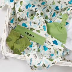 Baby Boys Dino Hat and Socks 2 Piece Set