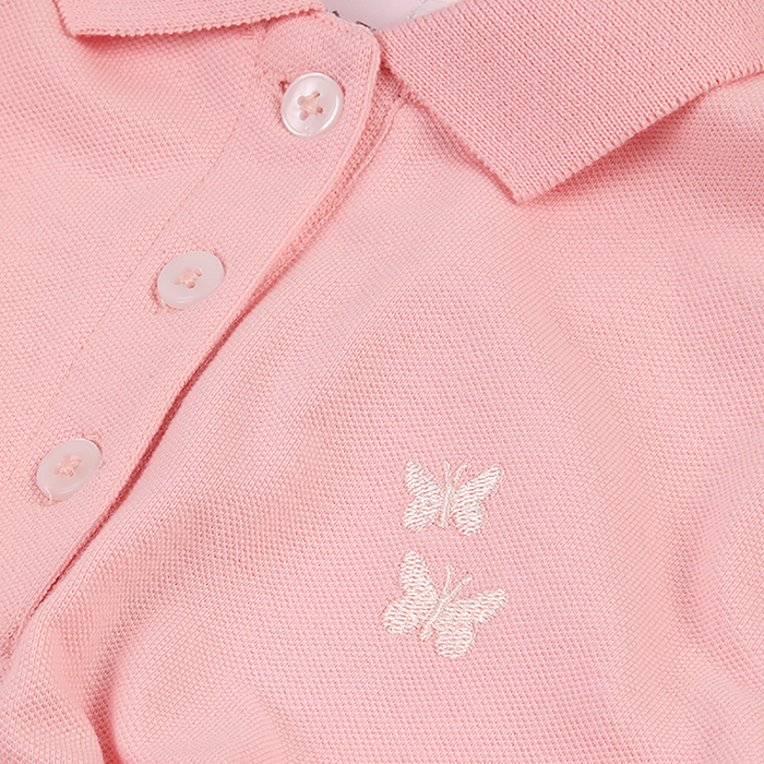 Girls Butterfly Polo Shirt Pink