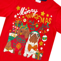 Girls Merry 'Woof'mas Novelty Christmas T-Shirt