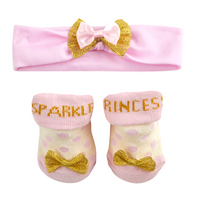 Baby Girl Socks and Headband Gold Set