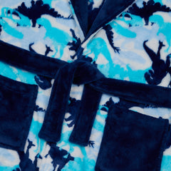 Boys Blue Dino Camo Robe