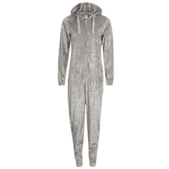 MINI ME Womens and Girls Silver Crushed Velvet Matching Onesies