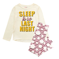 Long Sleeved Slogan Pyjamas Cream
