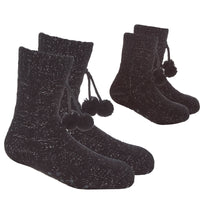 MINI ME Womens and Girls Black Knitted Matching Socks