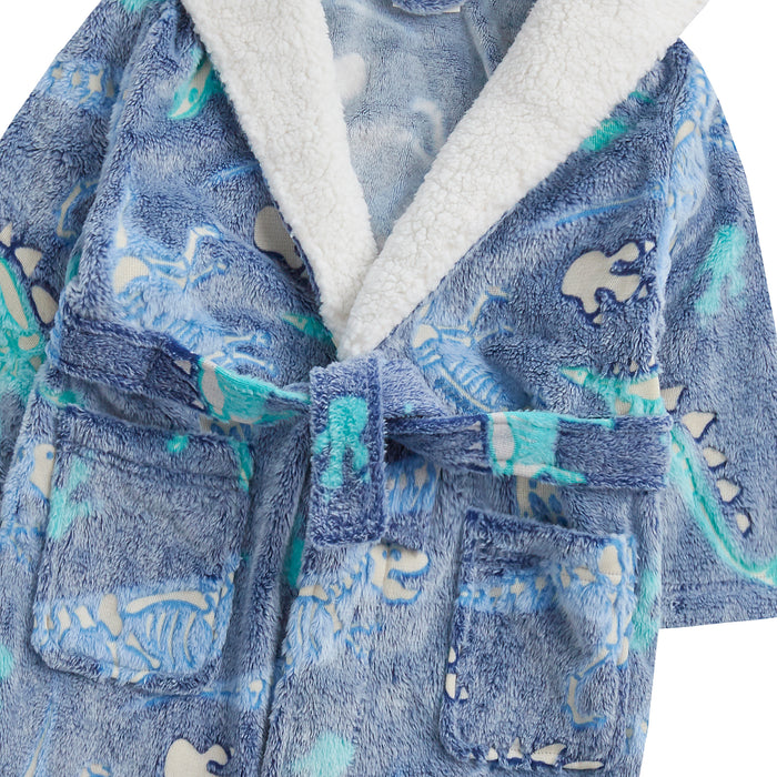 Boys Glow In the Dark Dino Hooded Dressing Gown